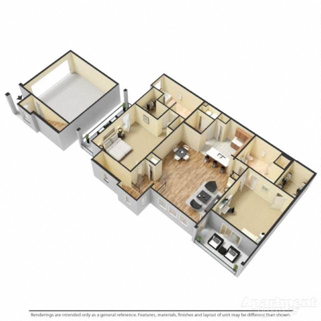 Floor plan for 2 beds, 2 baths, 1513 sqft